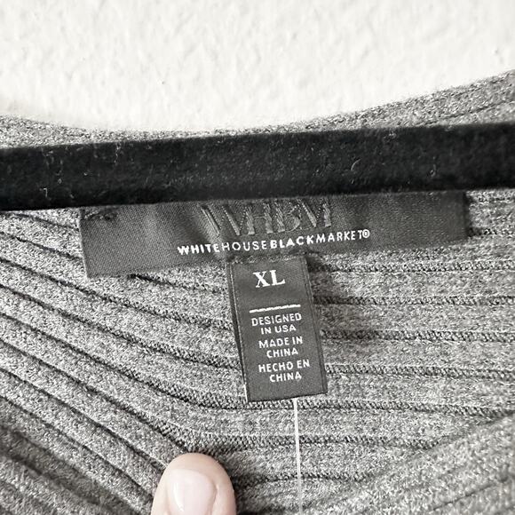 WHBM Off the Shoulder Ribbed Gray Sweater Midi‎ Dress Women's Size XL NEW - Picture 7 of 12